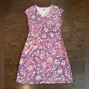 Title Nine Daring Active Dress Small Pink White Purple Stretch Empire Size Small